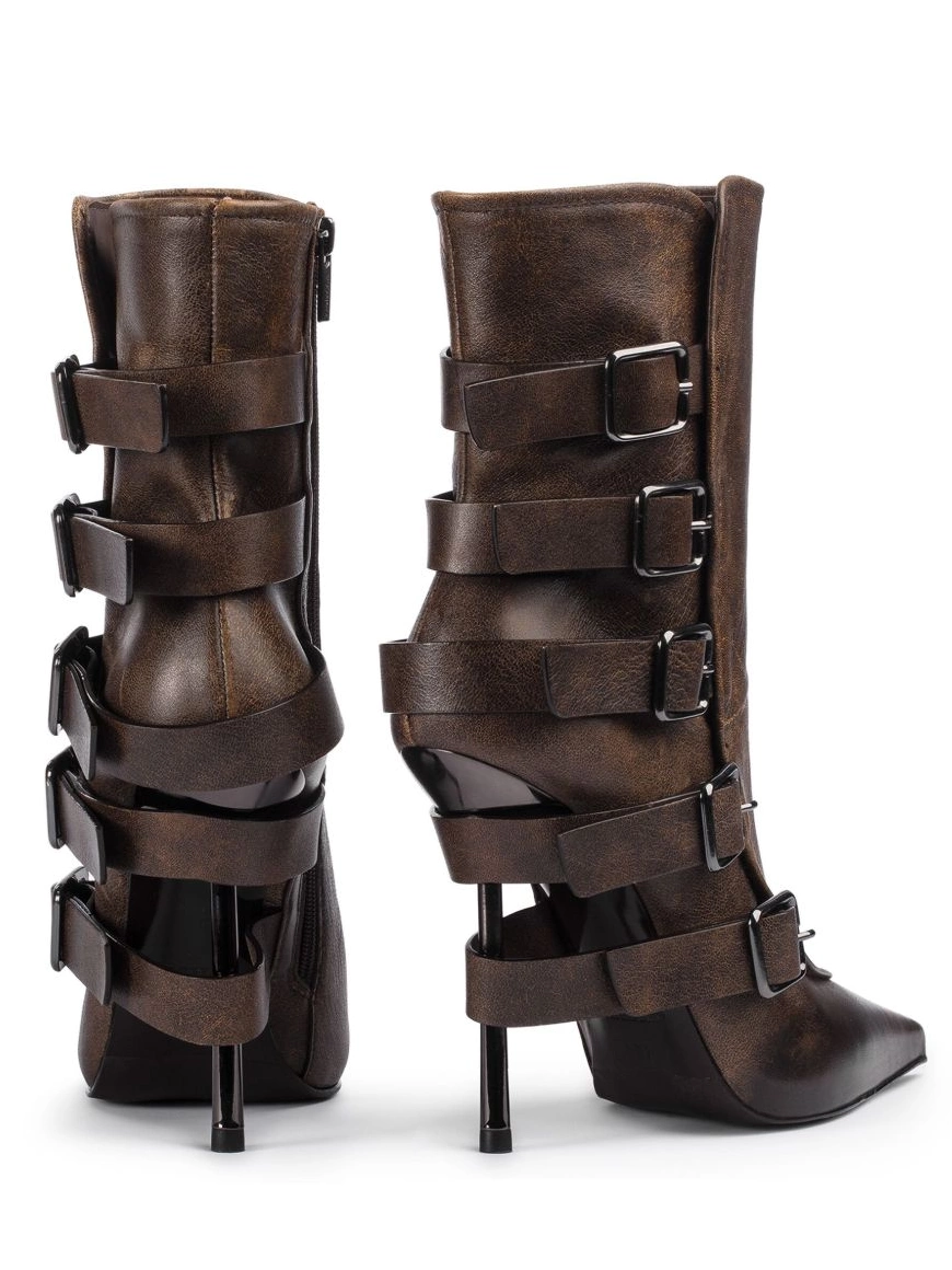 Affordable Silla Le 120mm Buckle Detailed Ankle Women Boots 0320